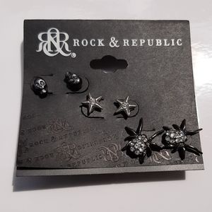 Rock & Republic Stud Earrings 3pc Set